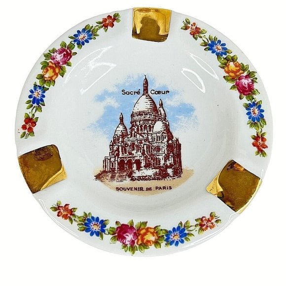 Vintage Limoges Gout De Ville Ashtray Paris France Basilica Sacre Coeur Souvenir - Picture 1 of 4
